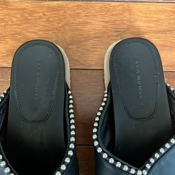Zara Studded Chunky Espadrille Slip on Sandals - Picture 3 of 10